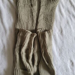 Cozy Ribbed Knit Leg Warmers In Khaki Color